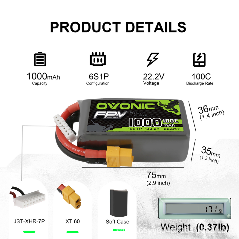 2 Baterías LiPo OVONIC de 1000 - Drone Power Bank reseña y precio